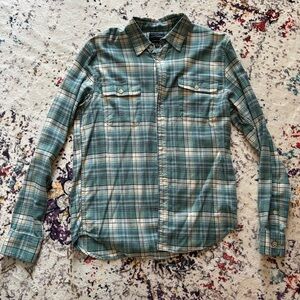 Lucky Brand Teal and Cream Plaid Shirt